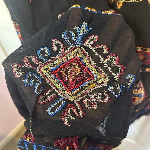 Chico’s Elastic Waist Maxi Skirt Size 1 (M/8) Beaded Sequin Embroidered Boho NWT - Picture 5 of 11